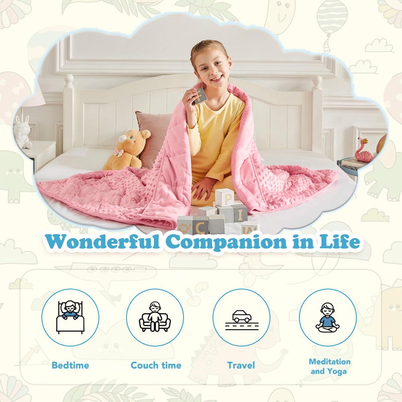 CuteKing Weighted Blanket - Weighted Blanket with Premium Glass Beads - Heavy Blanket Crystal Velvet for Comfort Sleep - Thick Blanket All Season (7lbs, 40"x60", Pink Bubble) - Image 4