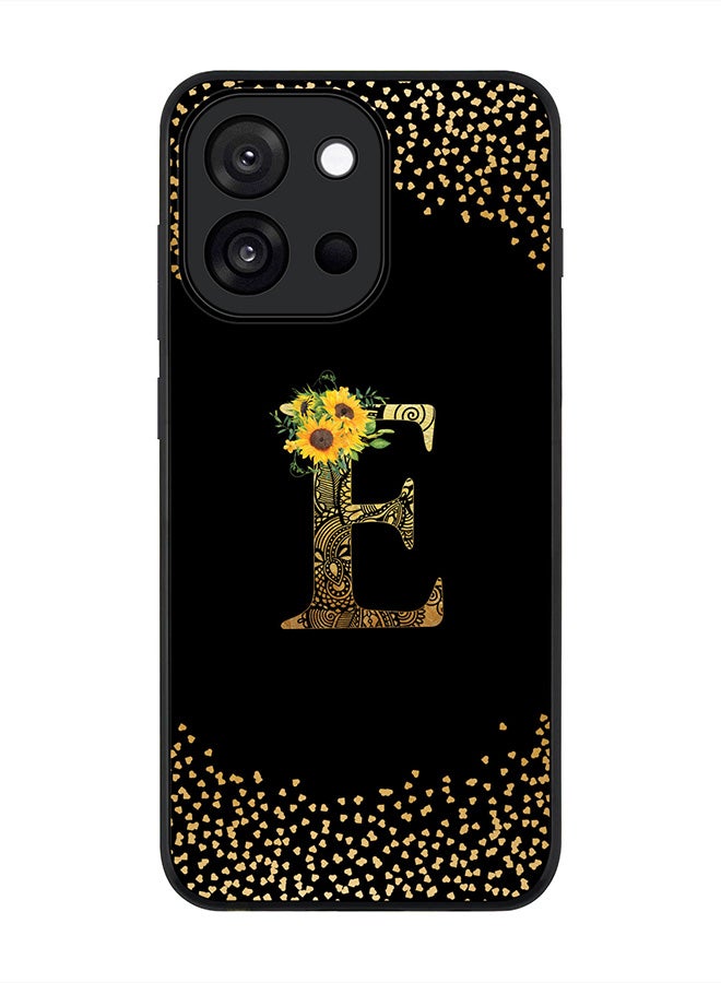 Stylizedd For OnePlus 13s / 13T Case,Slim fit Camera Protection, Shockproof Thin Phone cover  - Custom Floral Monogram - E ( Black )