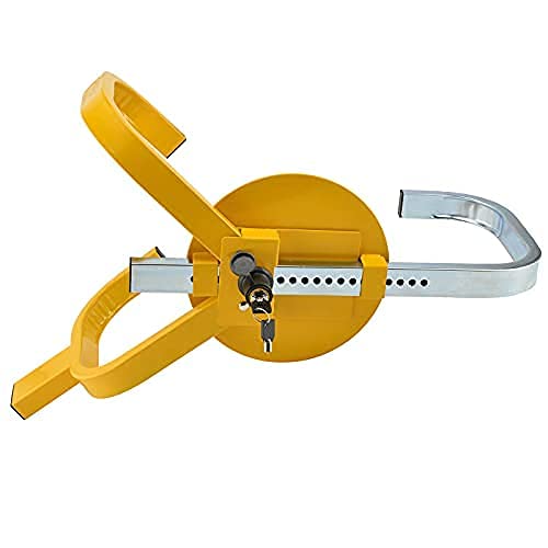 Generic XJYMCOM Wheel Clamp Wheel Lock Trailer Lock Extendable Heavy Duty 13" - 15" Steel Car Van Safety Anti Theft Deterrent for Caravan Trailer Cars Small Wheel with 2 Keys  - Image 2