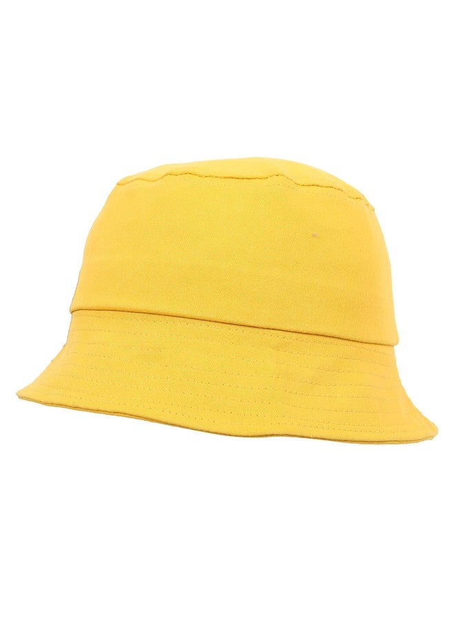 FabSeasons Kids Cotton Bucket Cap/Hat for Boys and Girls, for Sun Protection with Inner Adjustable fit,fits for 3-8 Years (54 cm-Circumference) Yellow - Image 2