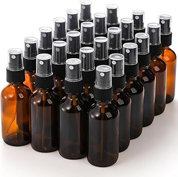 YOUEON 24 Pcs 60 ml Amber Glass Mini Fine Spray Bottles for Essential Oils Refillable Empty Spray Bottle for Travel Hair Perfumes Plants - Image 1