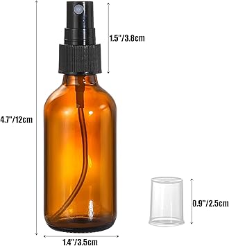 YOUEON 24 Pcs 60 ml Amber Glass Mini Fine Spray Bottles for Essential Oils Refillable Empty Spray Bottle for Travel Hair Perfumes Plants - Image 2