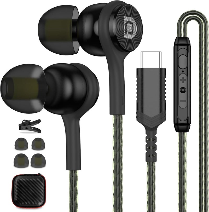 iMangoo USB C Headphones for iPhone 17 16 15 Wired Earbuds Plug in Ear Buds USBC Headphone Earphone Wire with Microphone Volume Control Cord Earphones for Gym Workout Sports Running Home Office School - Image 1