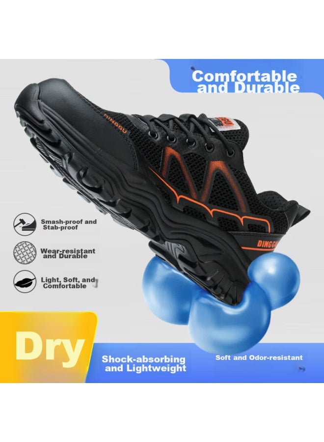 Dinggu Men'S Safety Shoes Anti-Smashing Anti-Piercing Breathable Steel Toe Lightweight Four Seasons 1078 Black W39 - Image 4