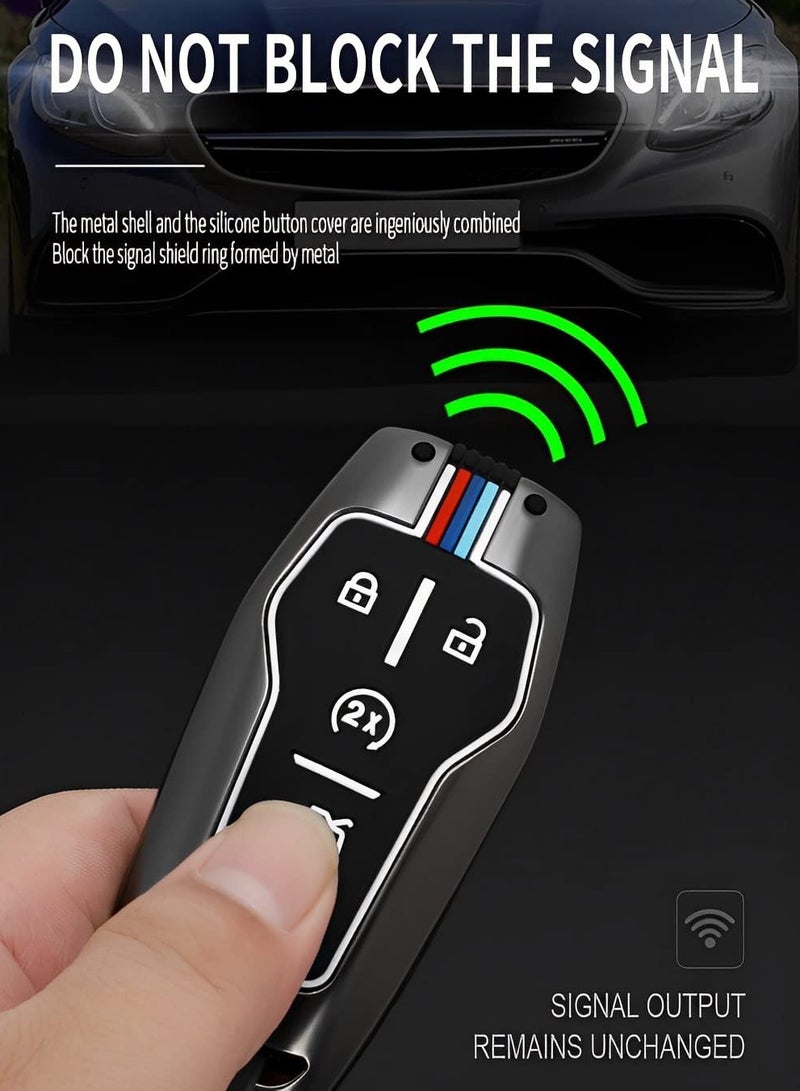كابتن تيك Premium Soft Key Fob Cover for Ford Mustang Explorer Fusion F150 Edge Lincoln MKZ MKC Metal Shell Protection - Image 3