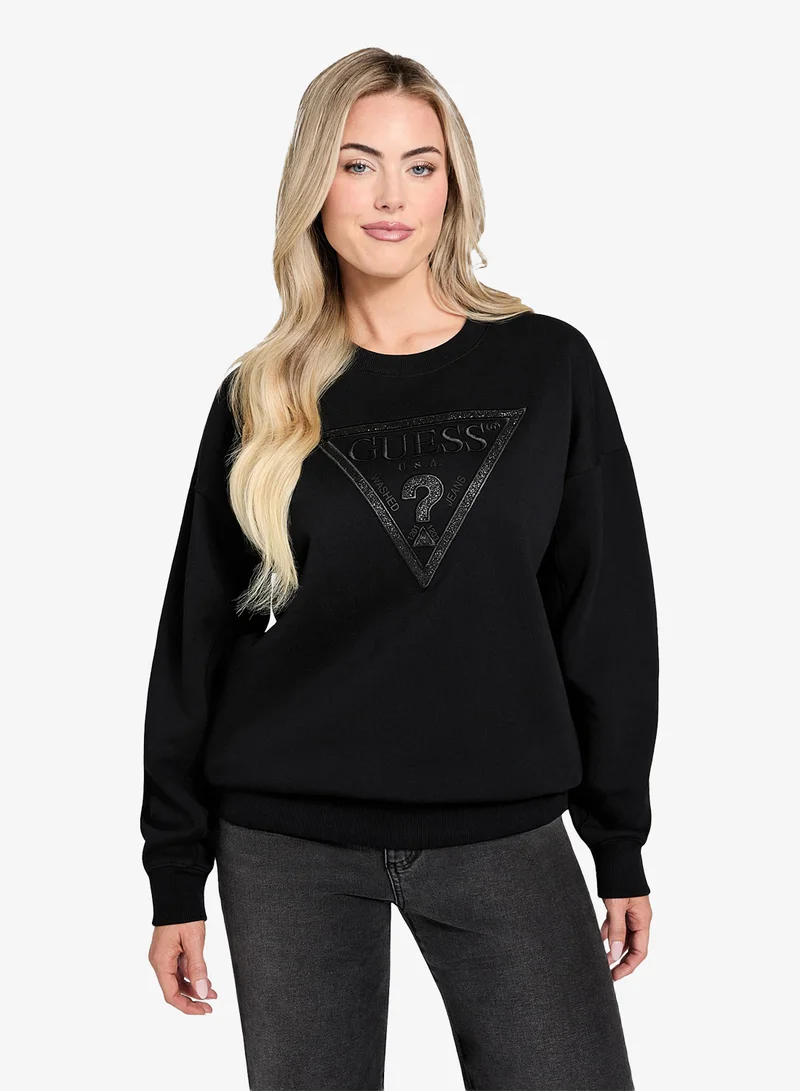 جس Long Sleeve Triangle Glitter Sweatshirt