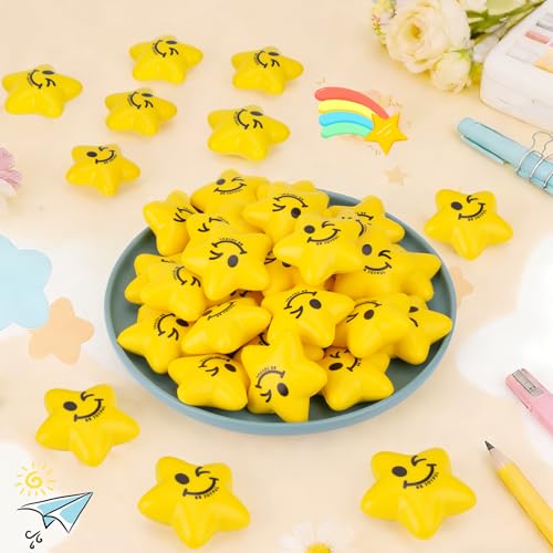SHQDD Stress Balls 36PCS Stress Balls for Kids Adults Mini Star Stress Balls Squeeze Toys 216 Inch Cute Smiley Face Stress Relief Ball Bulk for Anxiety Fidget Sensory Classroom Party Supplies - Image 5
