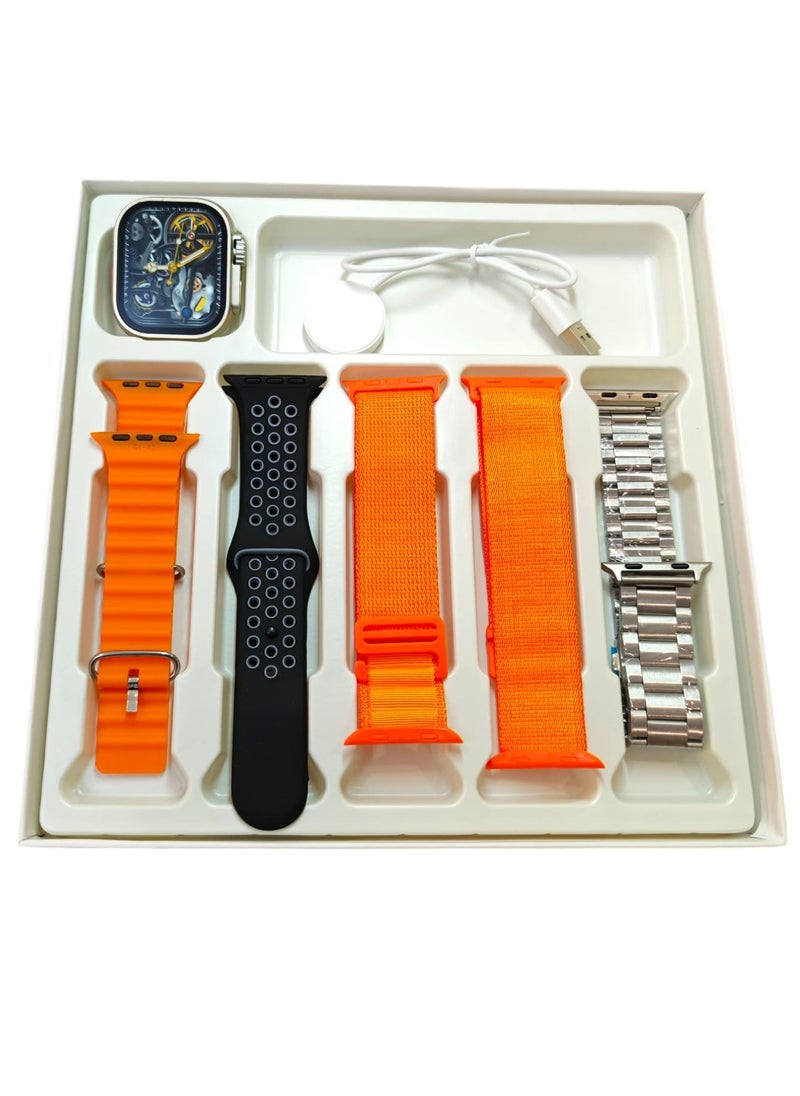 SP - Smart Watch Ultra 5+1 AMOLED display With Health Fitness Tracker Sport Watch Supports 49MM-Orange - Image 1