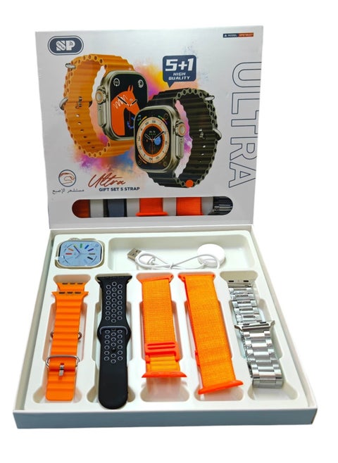 Smart Watch Ultra 5+1 AMOLED display With Health Fitness Tracker Sport Watch Supports 49MM-Orange
