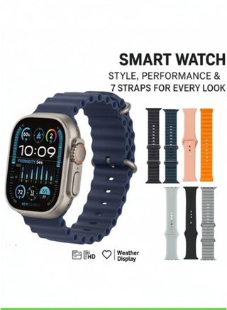 Smart Watch AMOLED display Ultra2 7+1 With Health Fitness Tracker Sport Watch Supports 49MM-Multicolour