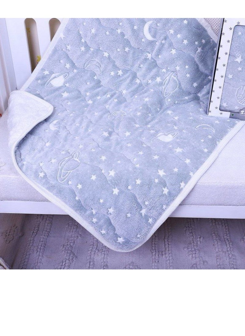 Generic Baby Blanket size 110*90cm color gray & Glow  - Image 1