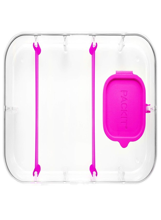 باكيت علبة تخزين طعام PackIt Flex Bento، لون توت العليق الناضج، قاعدة شفافة غير قابلة للكسر، غطاء مانع للتسرب، فواصل مرنة، قابلة للاستخدام في الميكروويف، آمنة للغسل في غسالة الصحون، مثالية لتخصيص وجبات الغداء - Image 4