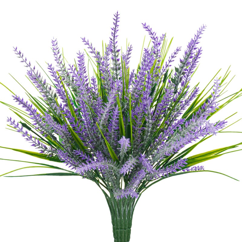 Uieke Uieke 6pcs Outdoor Artificial Lavender Plants 145in UV Resistant 3PCS Fake Lavender Flowers with 3 PCS Faux Grass Greenery Stems for Home Kitchen Hanging Planter Garden Patio Dcor Purple