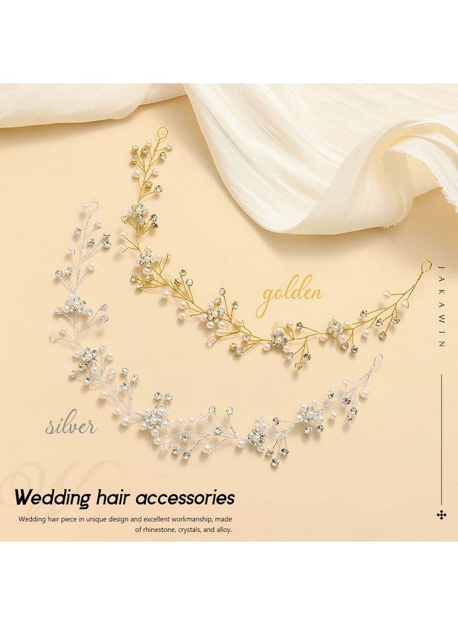 JAKAWIN Bride Rhinestone Wedding Hair Piece Crystal Flower Hair Vine Pearl Bridal Hair Accessories For Women And Girls Hv176 (1 Silver)  - Image 2