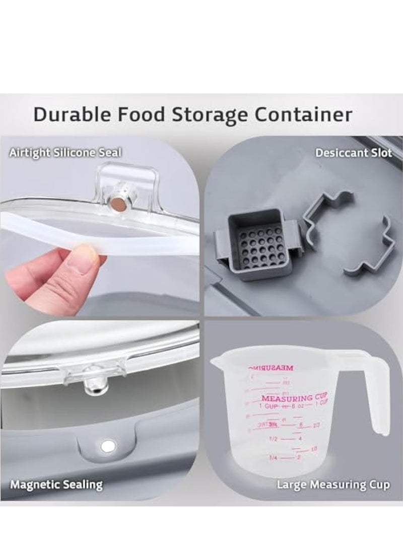 Arabest Rice Storage Containers with Scoop and Measuring Cup, Collapsible 10 to 30Lbs Food Storage Bin Dispenser with Rolling Wheel and Clear Airtight Lid, Flour, Sugar, Cereal and Dog Cat Pet foo  - Image 5