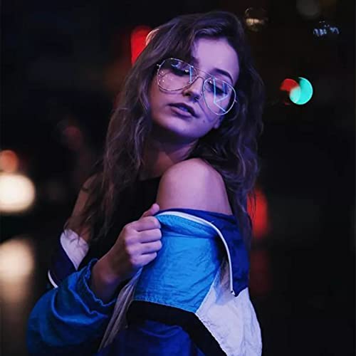 EYLRIM Blue Light Aviator Glasses for Women Men Metal Pilot Frame Clear Lens Computer Eyeglasses(01 Gold) - Image 3
