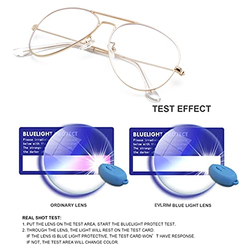 EYLRIM Blue Light Aviator Glasses for Women Men Metal Pilot Frame Clear Lens Computer Eyeglasses(01 Gold) - Image 5