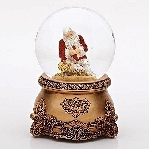 Roman Kneeling Santa Filigree 80MM Musical Glitterdome Plays Tune O Come All Ye Faithful - Image 4