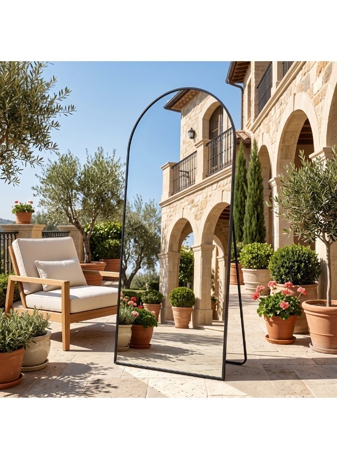 Koonmi Full Body Mirror Arch 76 x 180 cm Black Sturdy Frame | With stand, for leaning or hanging - Image 3