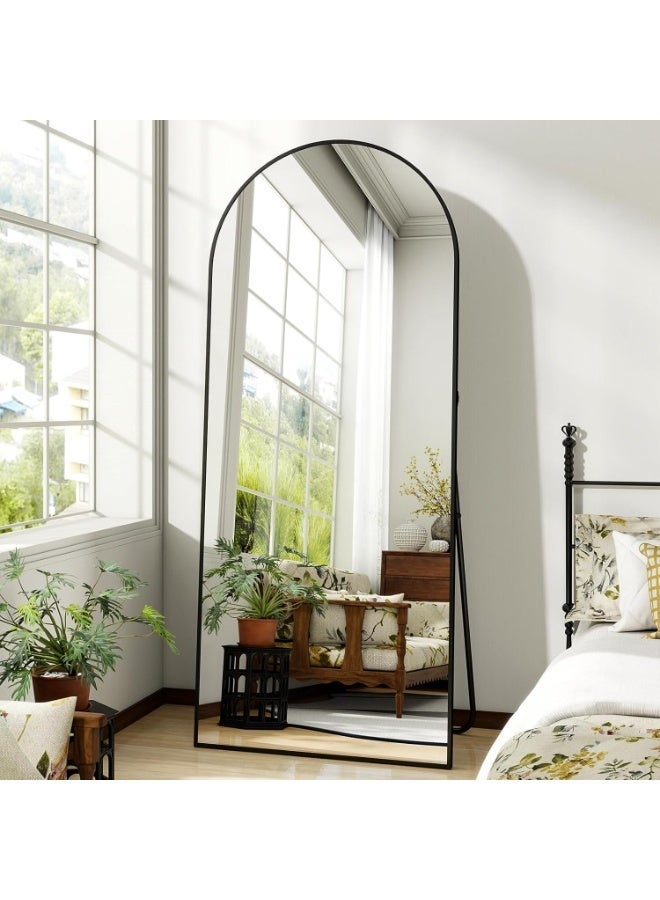 Koonmi Full Body Mirror Arch 76 x 180 cm Black Sturdy Frame | With stand, for leaning or hanging - Image 1