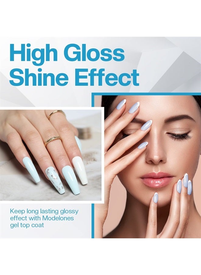 modelones Gel Nail Polish Top Coat - 15ml No Wipe Top Coat, High Gloss Shiny Long Lasting Top Gel for Clear Nail Gel and Acrylic Nails, for Home DIY and Nail Salon - Image 2
