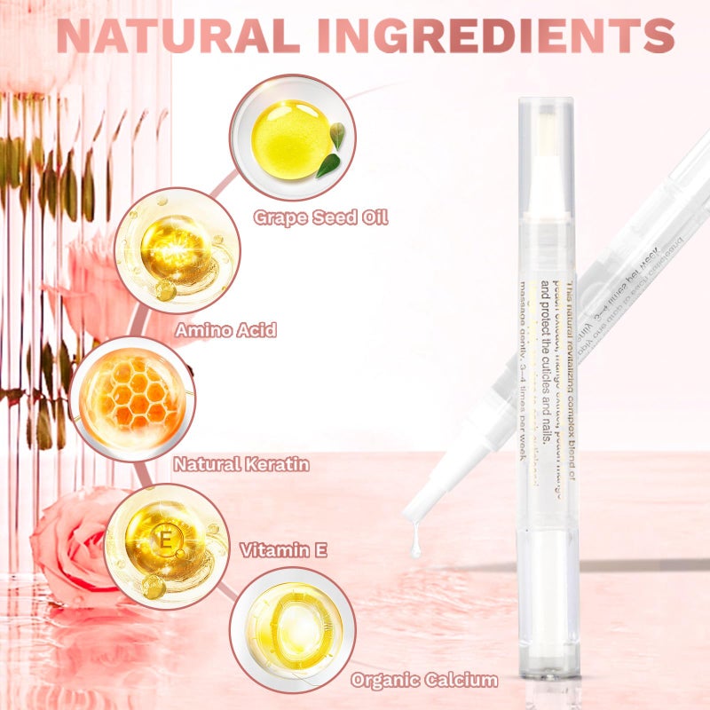Meschett 2PCS Cuticle Oil Pens for Nail Care,Cuticle Revitalizer Oil Pen with Soft Brush,Cuticle Oil to Prevent Nail Cracking and Dry (Aloe & Jasmine Flavor) - Image 3