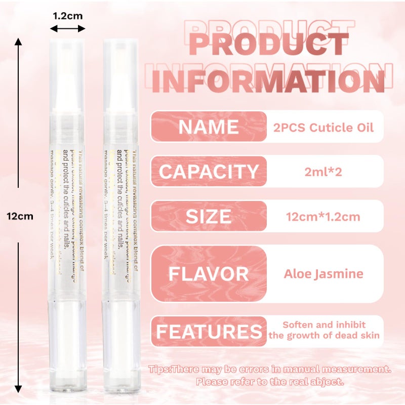 Meschett 2PCS Cuticle Oil Pens for Nail Care,Cuticle Revitalizer Oil Pen with Soft Brush,Cuticle Oil to Prevent Nail Cracking and Dry (Aloe & Jasmine Flavor) - Image 2