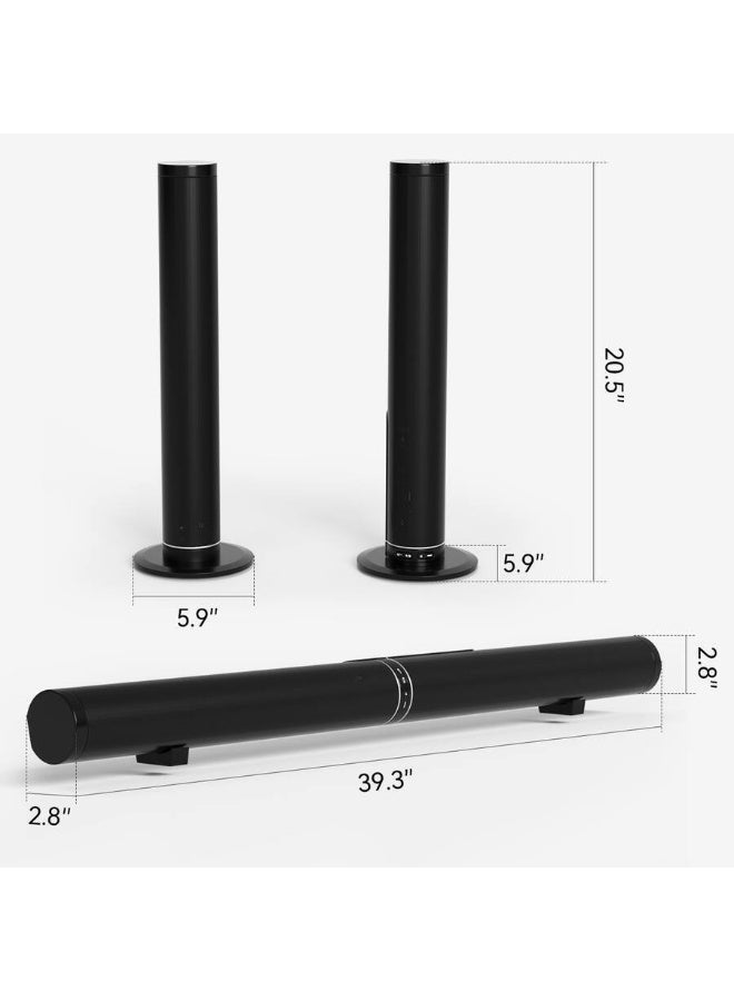 WALALLA Detachable Soundbar Speaker for TV, Bluetooth 5.0 Home Theater Audio System with 3 Placement Modes, Wall Mount or Tower Design, HDMI ARC, Optical, Coaxial, AUX, USB and Remote Control - Image 3