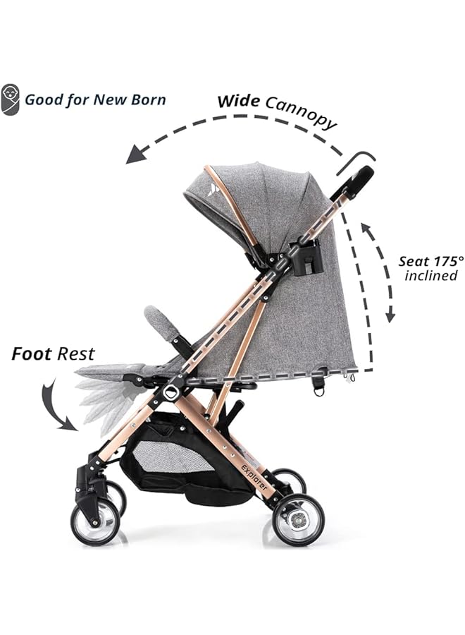 erorex Explorer Travel Stroller Premium Stroller Air Cabin Friendly Easy To Fold Wide Seat Base Multi - Image 2