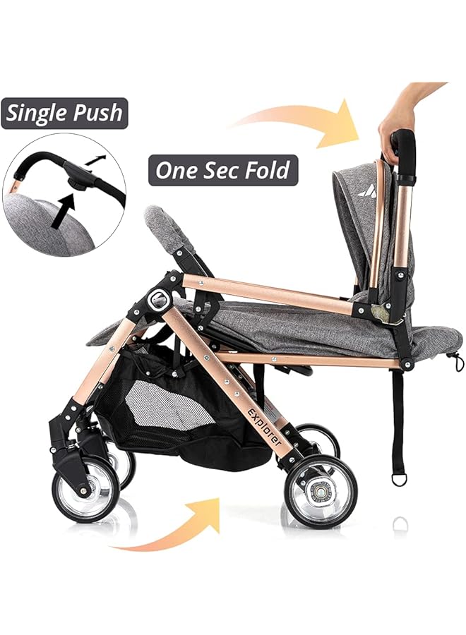 erorex Explorer Travel Stroller Premium Stroller Air Cabin Friendly Easy To Fold Wide Seat Base Multi - Image 5