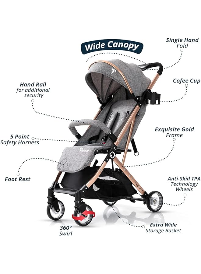 erorex Explorer Travel Stroller Premium Stroller Air Cabin Friendly Easy To Fold Wide Seat Base Multi - Image 3