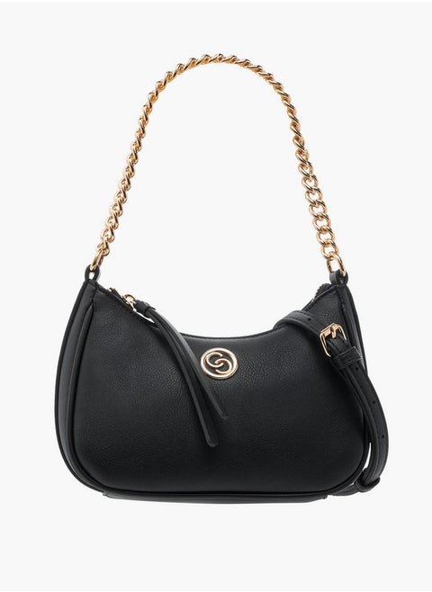 Textured Crossbody Bag with Zip Closure and Adjustable Strap