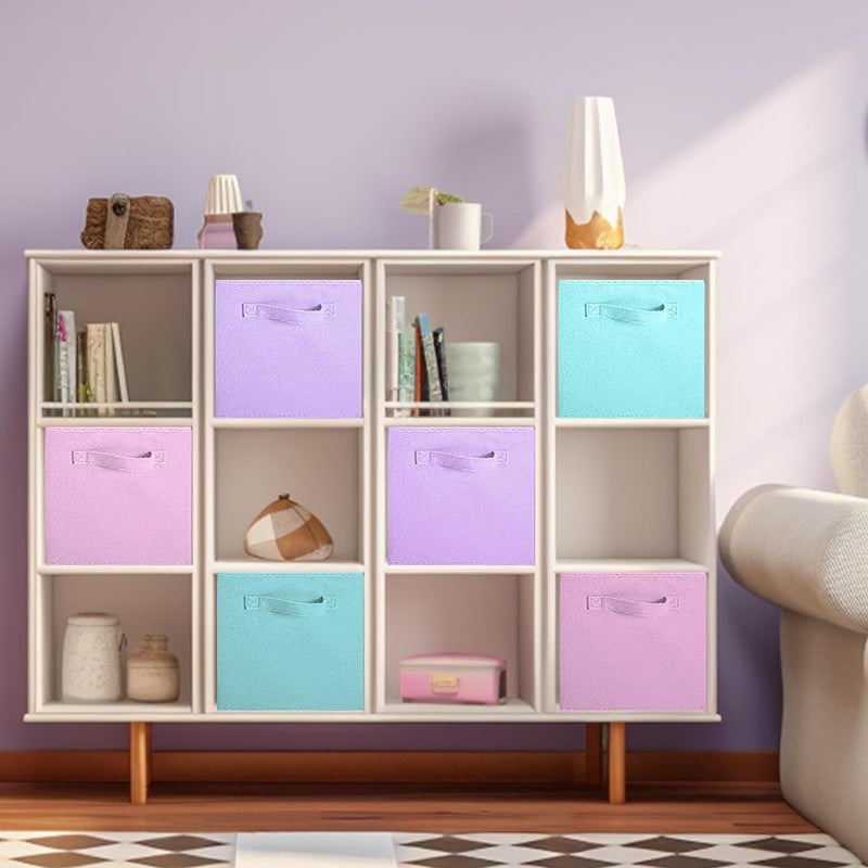 PowerKing Storage Cubes, Foldable Fabric Storage Boxes And Cloth Storage Organizer Drawer For Closet And Toys Storage Bin, 6 Pack, Rainbow Mixed - Image 3
