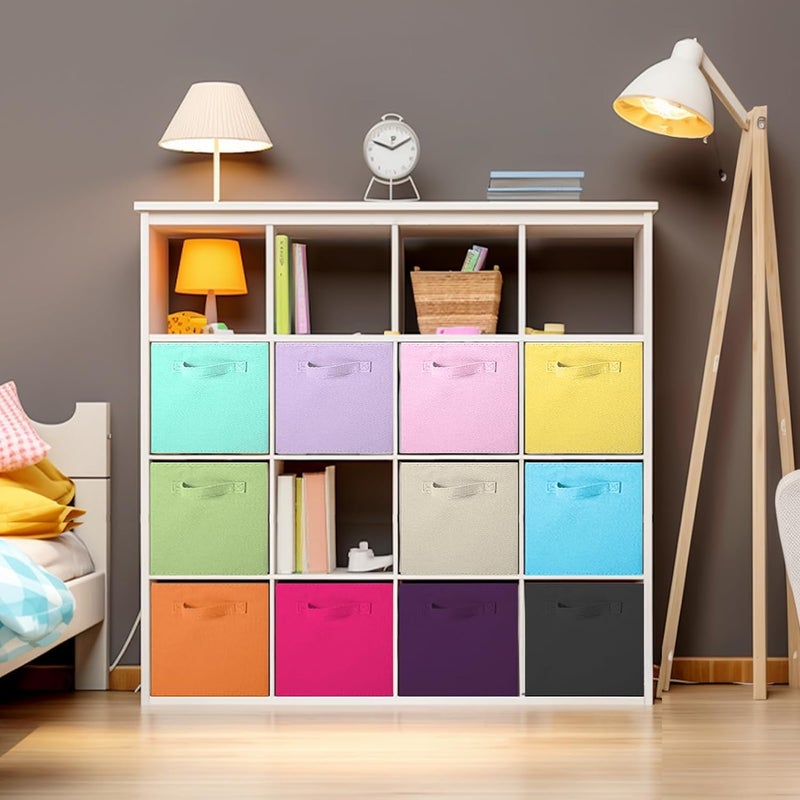 PowerKing Storage Cubes, Foldable Fabric Storage Boxes And Cloth Storage Organizer Drawer For Closet And Toys Storage Bin, 6 Pack, Rainbow Mixed - Image 2