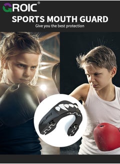 GROIC 2 Pack Mouth Guard Sports Mouthguard Double Colored Teeth Braces with Case for Football Basketball Boxing MMA Hockey Lacrosse Rugby Taekwondo, Mouthguard for Braces  - Image 3