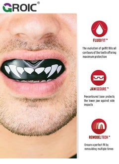 GROIC 2 Pack Mouth Guard Sports Mouthguard Double Colored Teeth Braces with Case for Football Basketball Boxing MMA Hockey Lacrosse Rugby Taekwondo, Mouthguard for Braces  - Image 2