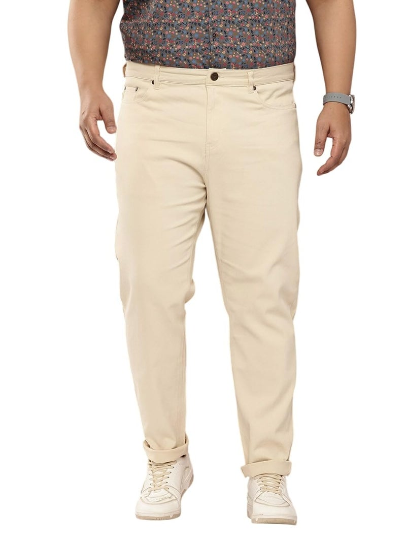 Thomas Scott Men Plus Size Pure Cotton Chinos Trousers(TSB097_Beige_46) - Image 1