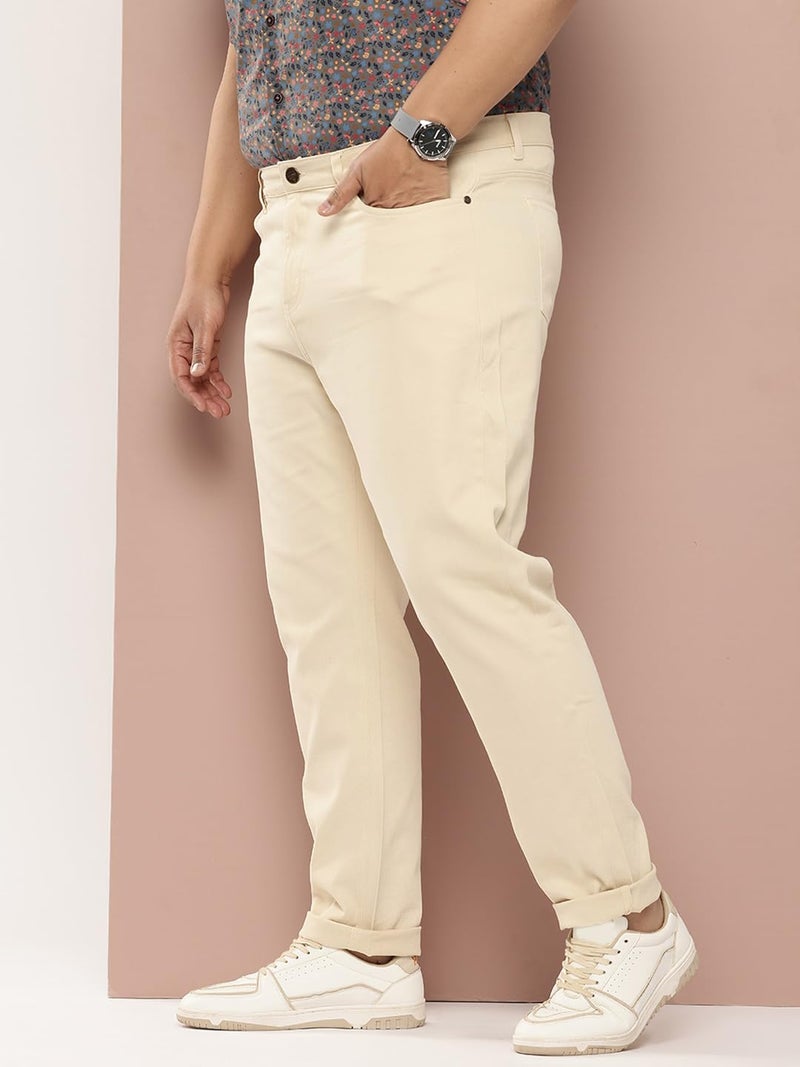 Thomas Scott Men Plus Size Pure Cotton Chinos Trousers(TSB097_Beige_46) - Image 2