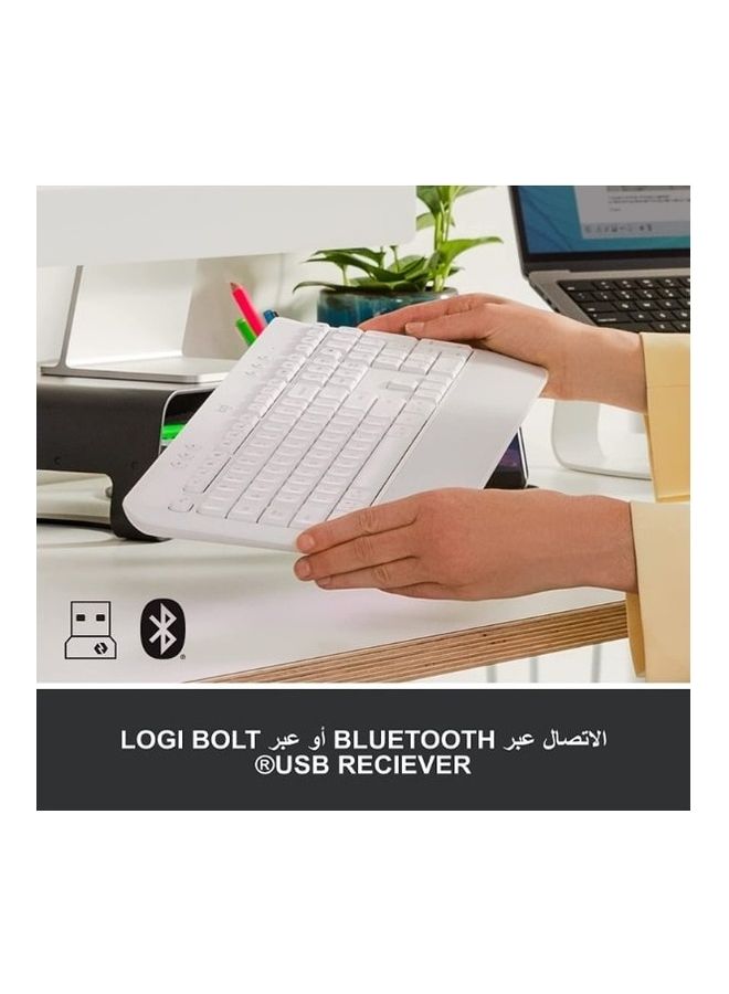 Logitech Signature K650 Wireless Keyboard Wrist Rest Full Size Ble Bluetooth Or Logi Bolt Usb Receiver Comfort Deep Cushioned Keys Numpad Compatible With Most Os Pc Windows White - Image 4