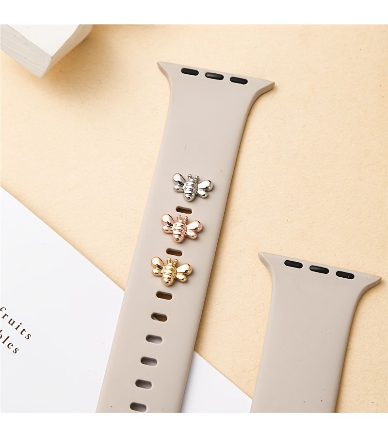 وردة ذهبية بتصميم نحلة، إكسسوار ساعة ذكية متوافق مع iWatch مقاس 38 مم، 40 مم، 41 مم، 42 مم، 44 مم، 45 مم، سوار ساعة زخرفي للنساء - Image 3