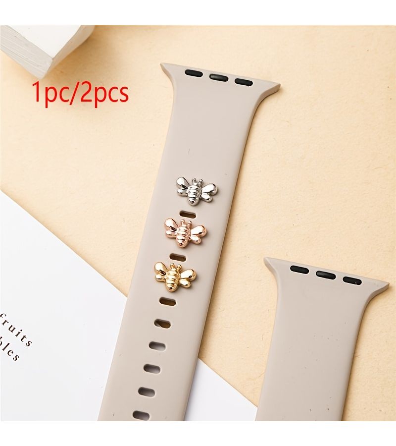 وردة ذهبية بتصميم نحلة، إكسسوار ساعة ذكية متوافق مع iWatch مقاس 38 مم، 40 مم، 41 مم، 42 مم، 44 مم، 45 مم، سوار ساعة زخرفي للنساء - Image 1