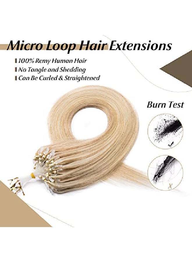SEGO Micro Loop Human Hair Extensions Cold Fusion Micro Bead Hair Extensions Nano Rings Beads Stick Tipped Blonde Real Hair Extensions 50G 100 Strands 24Inch 18P613 Ash Blonde And Bleach Blonde - Image 3