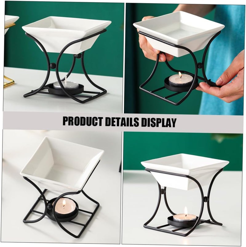 Decor Ceramic Tealight Candle Holder for Essential Oil Diffuser Sturdy Iron Craft for Study Room Bedroom - Image 3