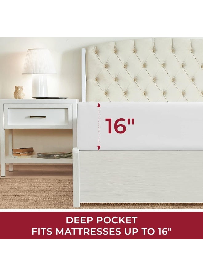 Mellanni Full Fitted Sheet  Iconic Collection Bedding Sheets with up to 16 inch Deep Pocket  Soft  Cooling  Fade  Stain Resistant  1 PC Full White - Image 3