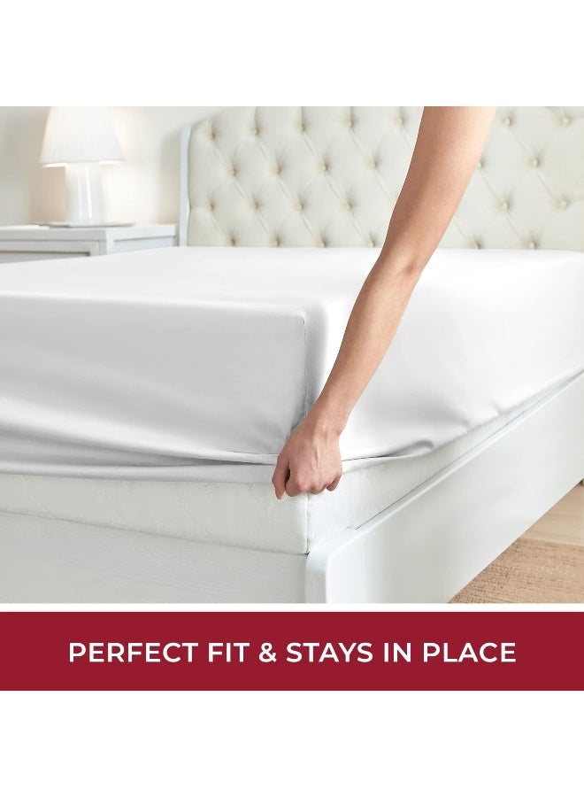 Mellanni Full Fitted Sheet  Iconic Collection Bedding Sheets with up to 16 inch Deep Pocket  Soft  Cooling  Fade  Stain Resistant  1 PC Full White - Image 4