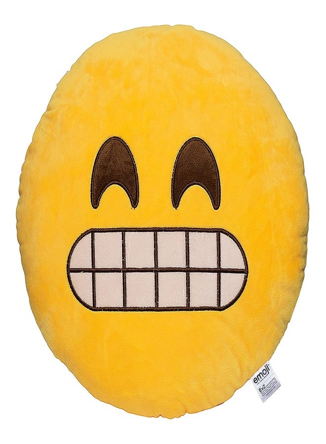 KIZDY Emoji Face Plush Cushion | Soft & Cute Smiley Emoticon Pillow for Kids & Home Decor, 22cm (Smirking, Pack of 1)