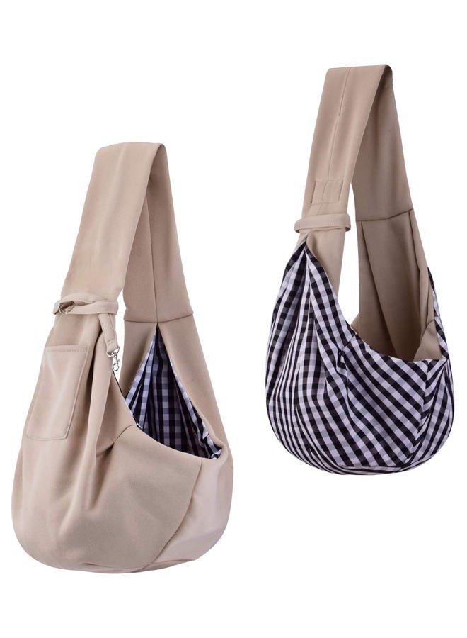 NIBEMINENT Reversible Pet Sling Carrier Tote Handbag Beige 75x50x20cm - Image 1