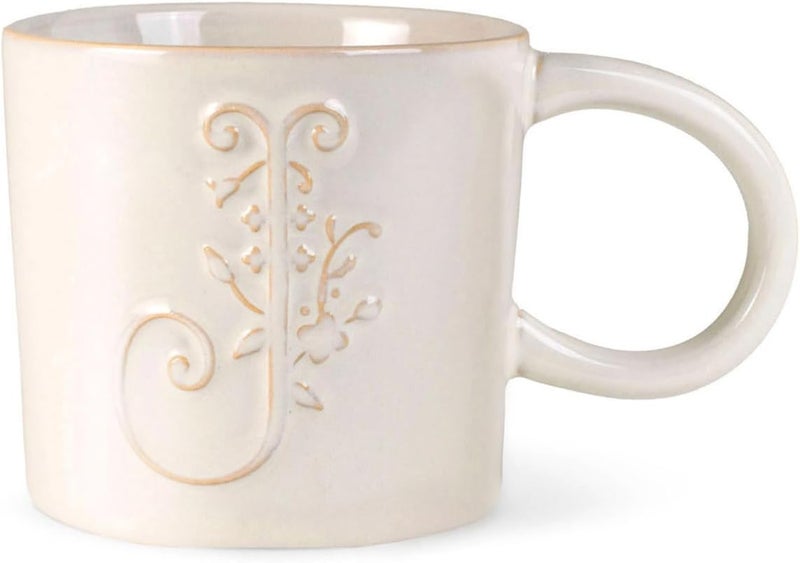 Fringe Studio Artisan Stoneware Mug WHITE FLORAL J 375 DIA X 35 H 13 FLOZ Prairie Collection 335012 - Image 2