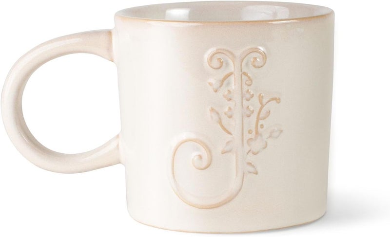 Fringe Studio Artisan Stoneware Mug WHITE FLORAL J 375 DIA X 35 H 13 FLOZ Prairie Collection 335012 - Image 1
