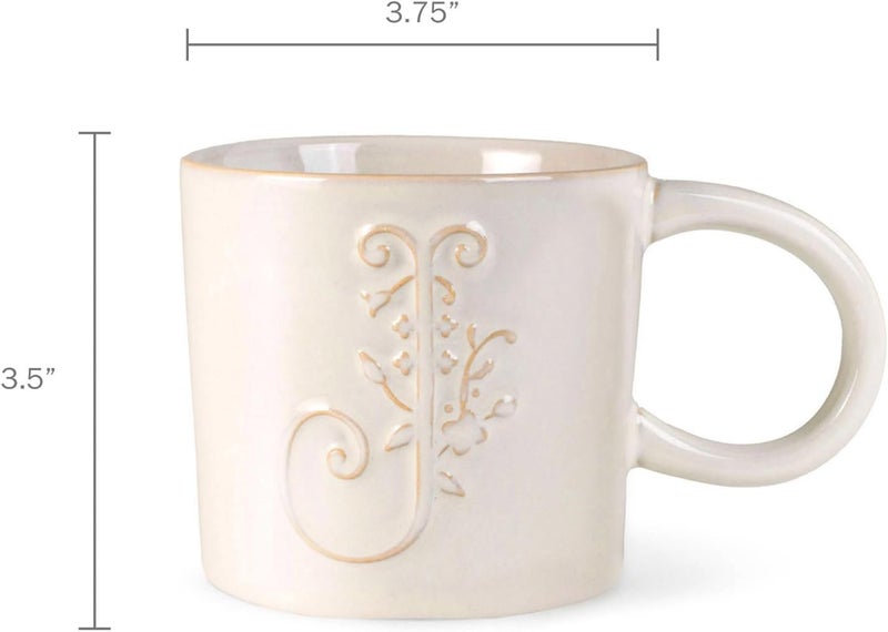 Fringe Studio Artisan Stoneware Mug WHITE FLORAL J 375 DIA X 35 H 13 FLOZ Prairie Collection 335012 - Image 3